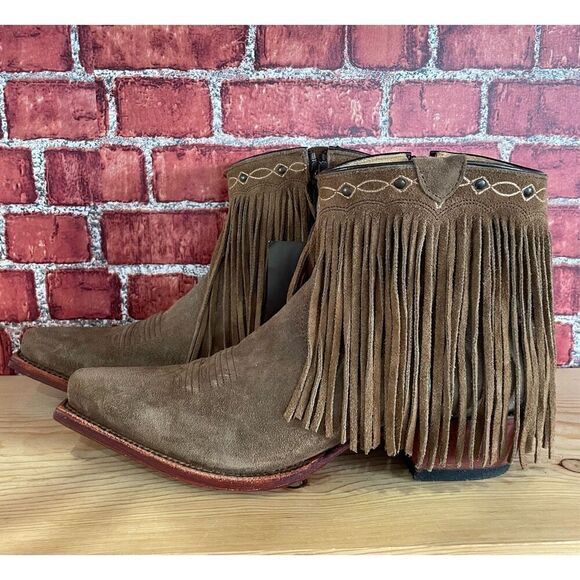 New J B Dillon JBW2242 Fringe Boots Snip Toe Short Booties Size 10B Cowgirl - Picture 4 of 14